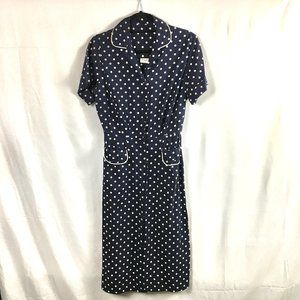 Vintage 1940's Dress Navy & White Polka Dot